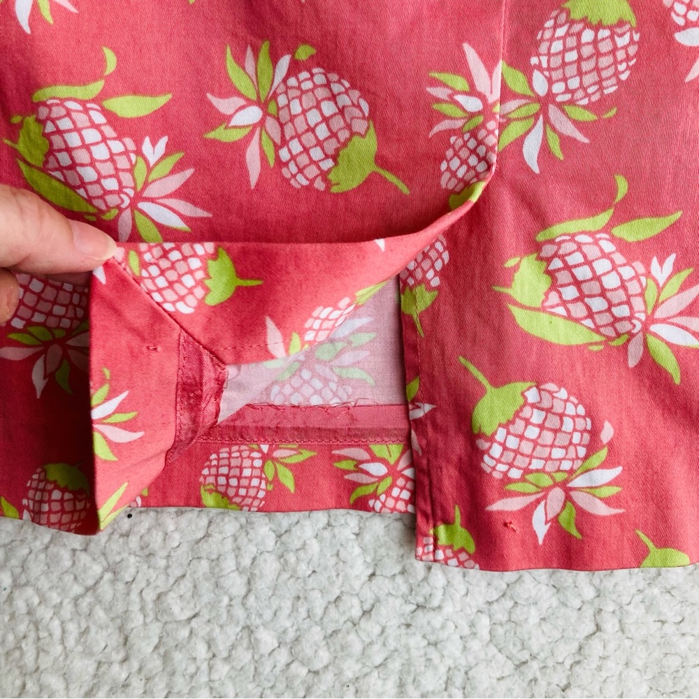 346 Brooks Brothers Stretch Women's pink pineapple print pencil skirt, Sz 16 - Picture 12 of 13